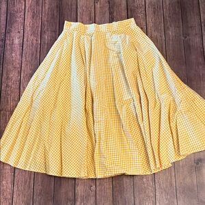 HELLO SPRING! Vivien of Holloway Yellow Gingham Circle Skirt Sz W30